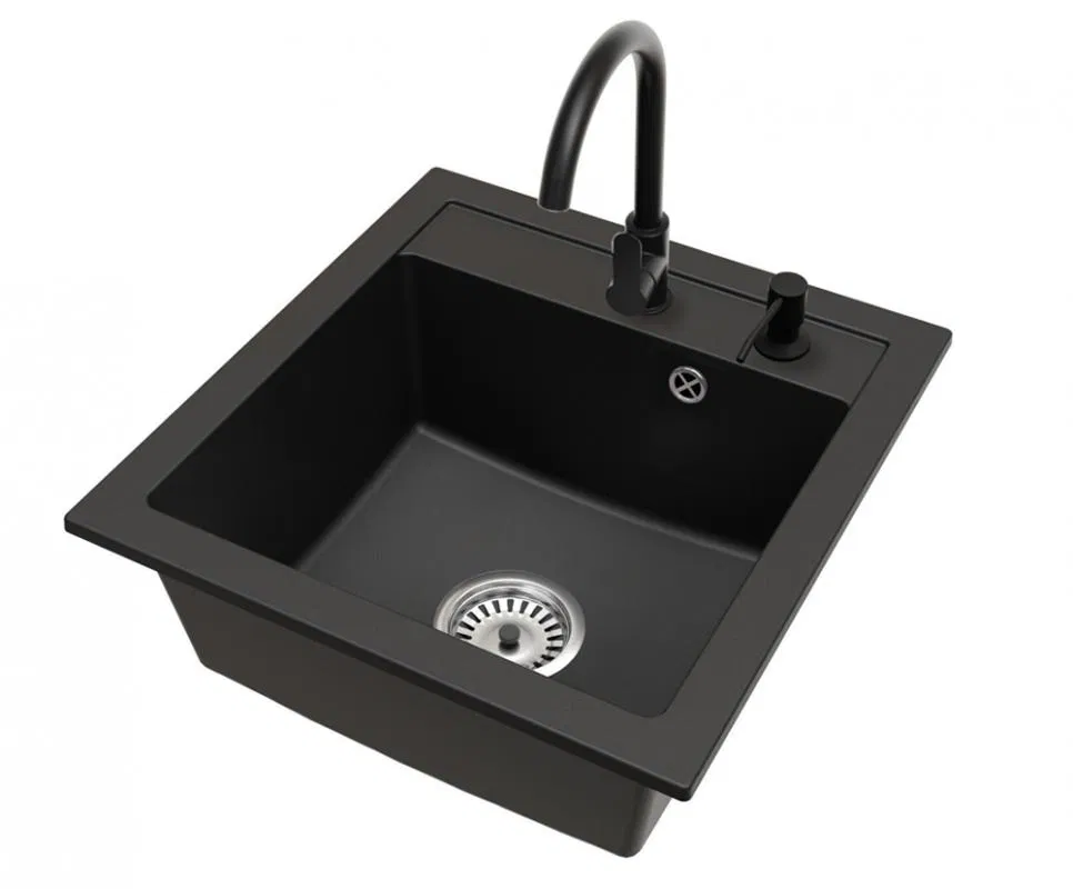 Granitový drez BIG DON + batéria DECO ČIERNA 52 x 49 x 21cm