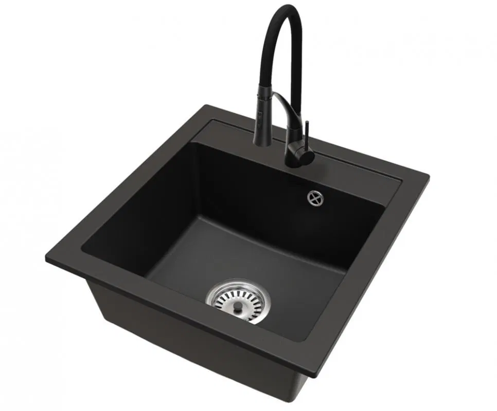 Granitový drez BIG DON + batéria NEXO ČIERNA 52 x 49 x 21cm