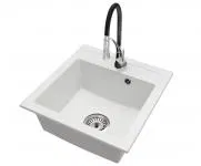 Granitový drez BIG DON + batéria NEXO BIELA/ČIERNO STRIEBORNÁ 52 x 49 x 21cm