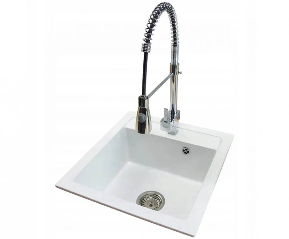 Granitový drez BIG DON + batéria MOLTO BIELA/STRIEBORNÁ 52 x 49 x 21cm