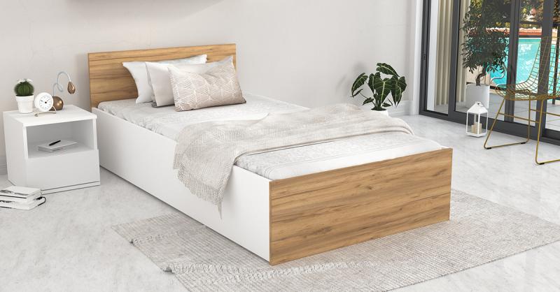 Posteľ PANAMA KLASIK 90x200 + rošt BIELA-DUB