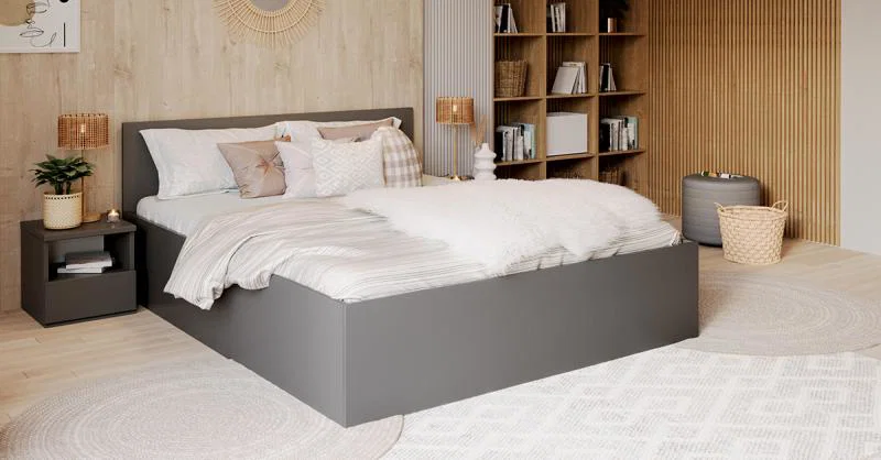Manželská posteľ PANAMA KLASIK 160x200 + rošt SIVÁ