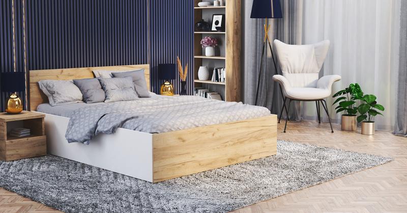 Manželská posteľ PANAMA KLASIK 160x200 + rošt BIELA-DUB