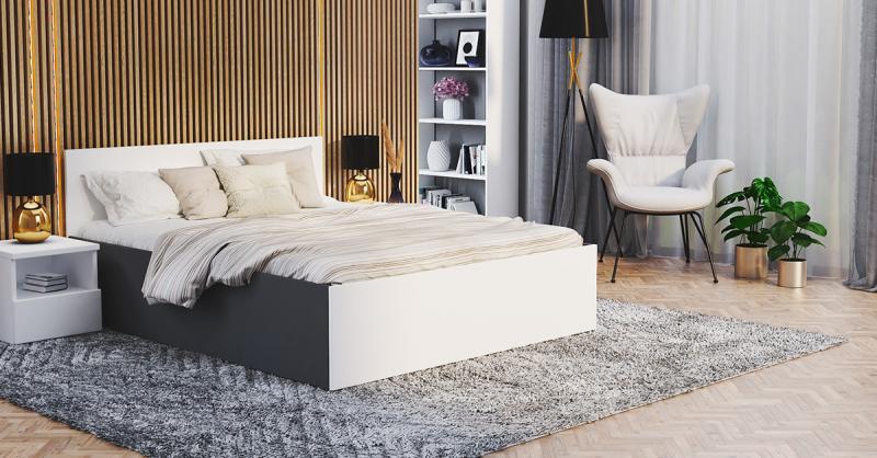 Manželská posteľ PANAMA KLASIK 180x200 + rošt SIVÁ-BIELA