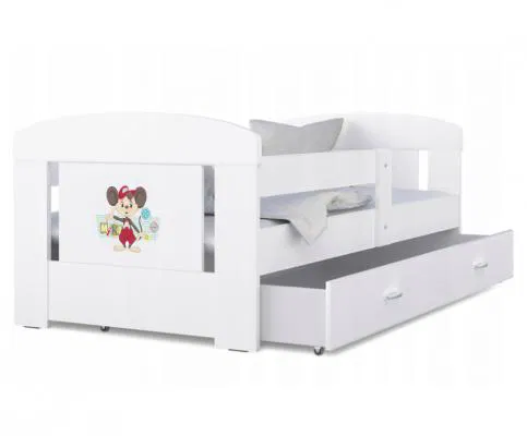 Detská posteľ 180 x 80 cm FILIP BIELA vzor MICKEY