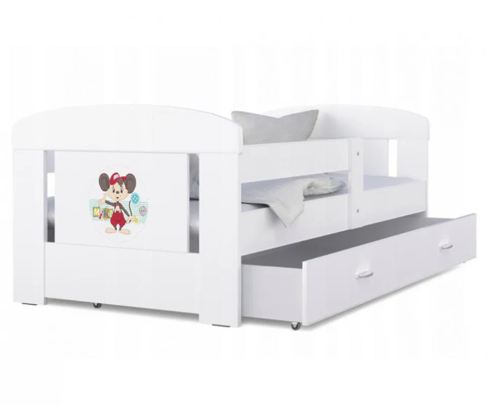 Detská posteľ 180 x 80 cm FILIP BIELA vzor MICKEY