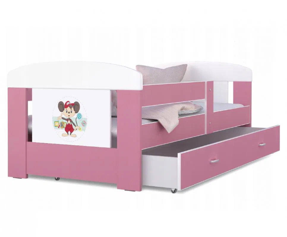 Detská posteľ 180 x 80 cm FILIP RUŽOVÁ vzor MICKEY