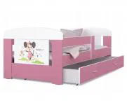 Detská posteľ 180 x 80 cm FILIP RUŽOVÁ vzor MINNIE