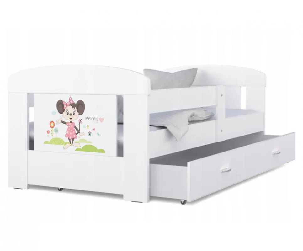 Detská posteľ 160 x 80 cm FILIP BIELA vzor MINNIE