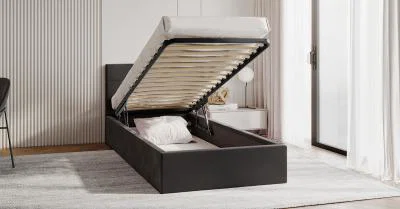 Čalúnená posteľ 90x200 cm VEGAS PARIS ČIERNA