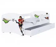 Detská posteľ LUKI so šuplíkom BIELA 160x80 vzor FUTBAL
