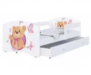 Detská posteľ LUKI so šuplíkom BIELA 160x80 vzor MACKO 2