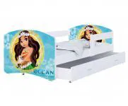 Detská posteľ LUKI so šuplíkom BIELA 160x80 vzor OCEAN PRINCESS