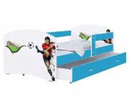Detská posteľ LUKI so šuplíkom MODRÁ 160x80 cm vzor FUTBAL