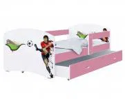 Detská posteľ LUKI so šuplíkom RUŽOVÁ 160x80 cm vzor FUTBAL