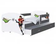 Detská posteľ LUKI so šuplíkom ŠEDÁ 160x80 cm vzor FUTBAL