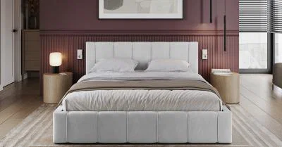 Čalúnená posteľ 90x200 cm EMMA Biela s roštom