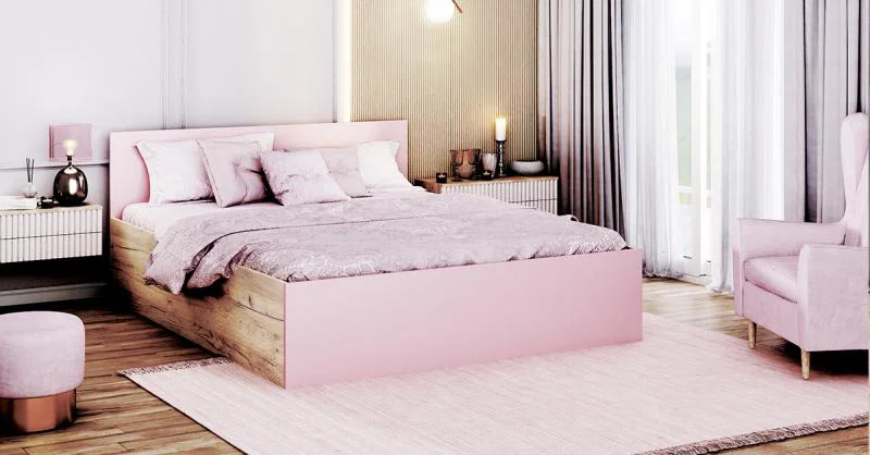 Posteľ PANAMA KLASIK 120x200 + rošt RUŽOVÁ-DUB