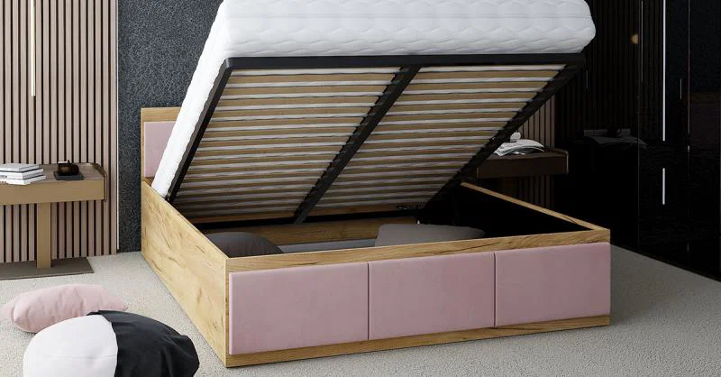 Manželská posteľ PANAMA T 160x200 so zdvíhacím kovovým roštom DUB RUŽOVÁ