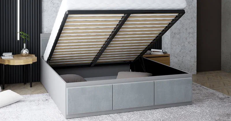 Manželská posteľ PANAMA T 160x200 so zdvíhacím kovovým roštom SVETLO SIVÁ