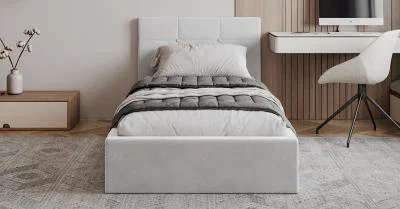 Čalúnená posteľ RINO 90x200 cm s roštom biela