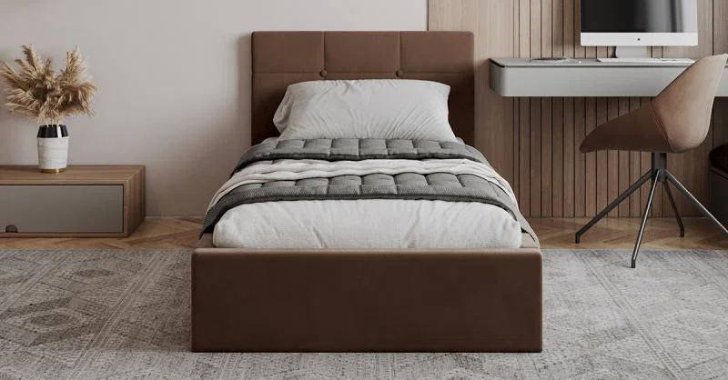 Čalúnená posteľ RINO 90x200 cm s roštom hnedá