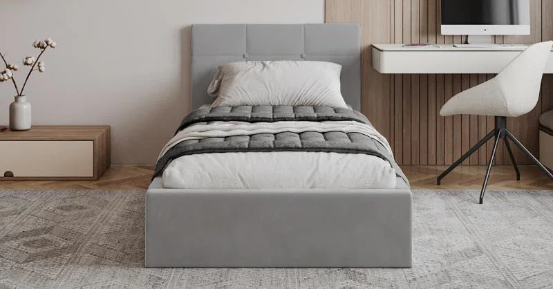 Čalúnená posteľ RINO 90x200 cm s roštom sivá