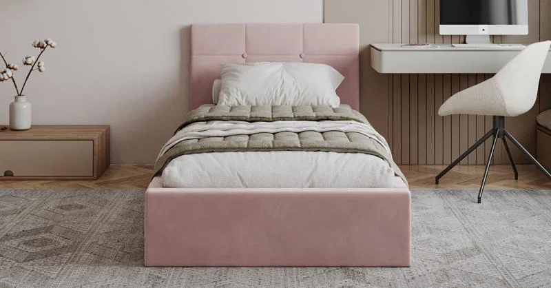 Čalúnená posteľ RINO 90x200 cm s roštom svetlo ružová