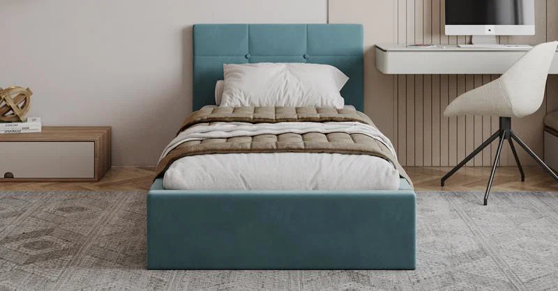Čalúnená posteľ RINO 90x200 cm s roštom tyrkysová