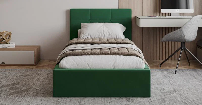Čalúnená posteľ RINO 90x200 cm s roštom zelená
