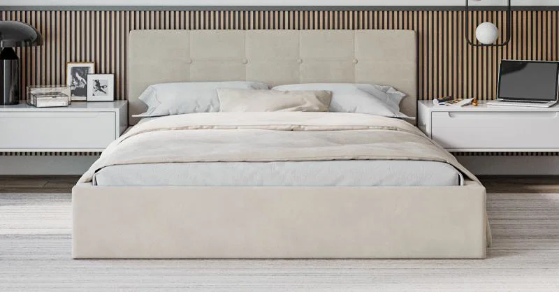 Čalúnená posteľ RINO 140x200 cm s roštom krémová