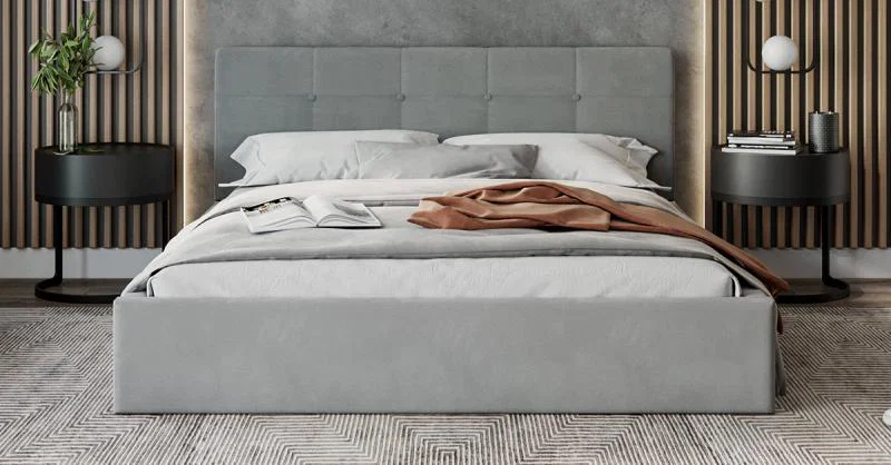 Čalúnená posteľ RINO 140x200 cm s roštom sivá