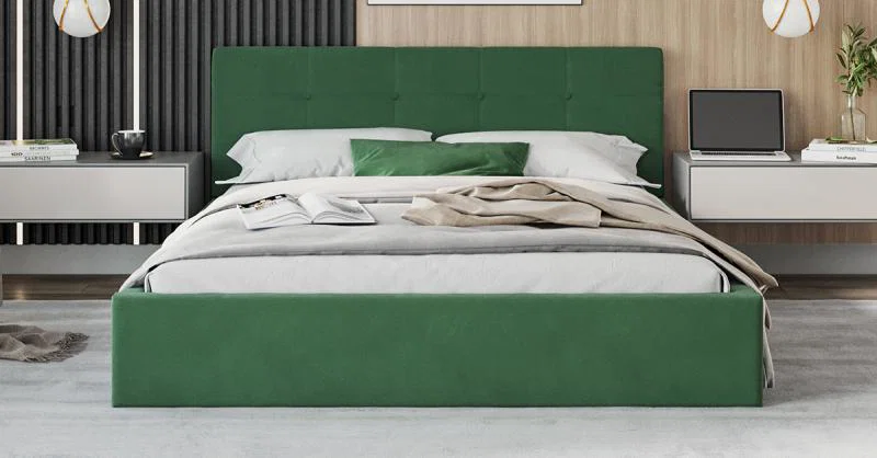 Čalúnená posteľ RINO 140x200 cm s roštom zelená