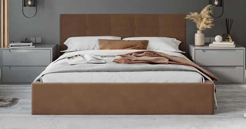 Čalúnená posteľ RINO 160x200 cm s roštom hnedá