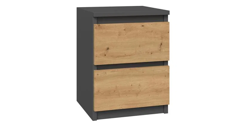 Nočný stolík MALWA M2 s 2 zásuvkami DUB ARTISAN/ŠEDÁ