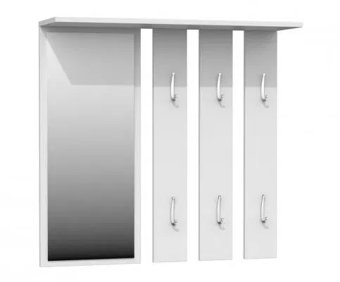 Nástenný vešiak so zrkadlom OPAL biela