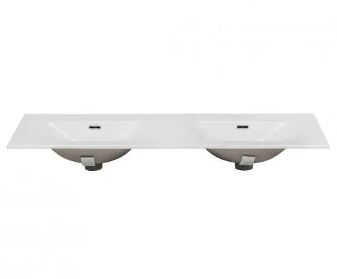 Dvojité keramické zápustné umývadlo 120 cm, biela
