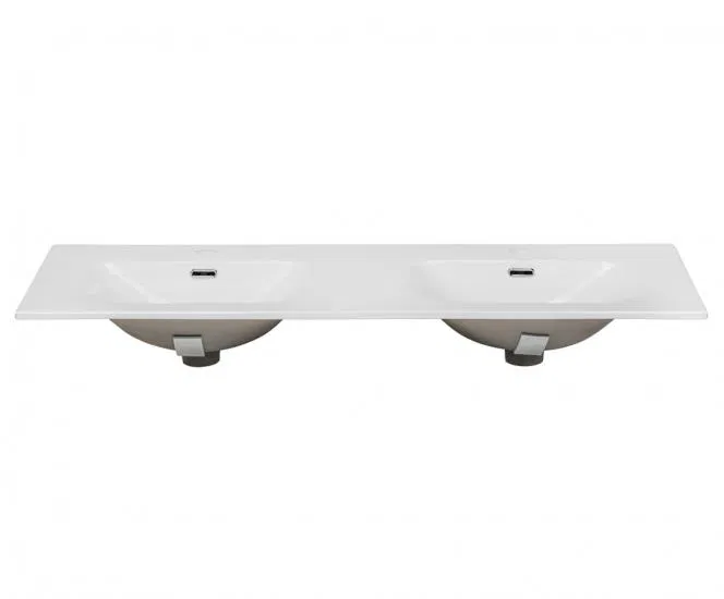 Dvojité keramické zápustné umývadlo 120 cm, biela