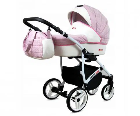 Kočík 2v1 BabyLux White Lux Sweet Pink