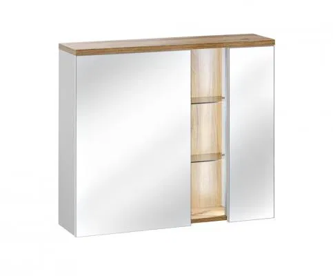 Zrkadlová kúpeľňová skrinka BAHAMA WHITE 80 cm