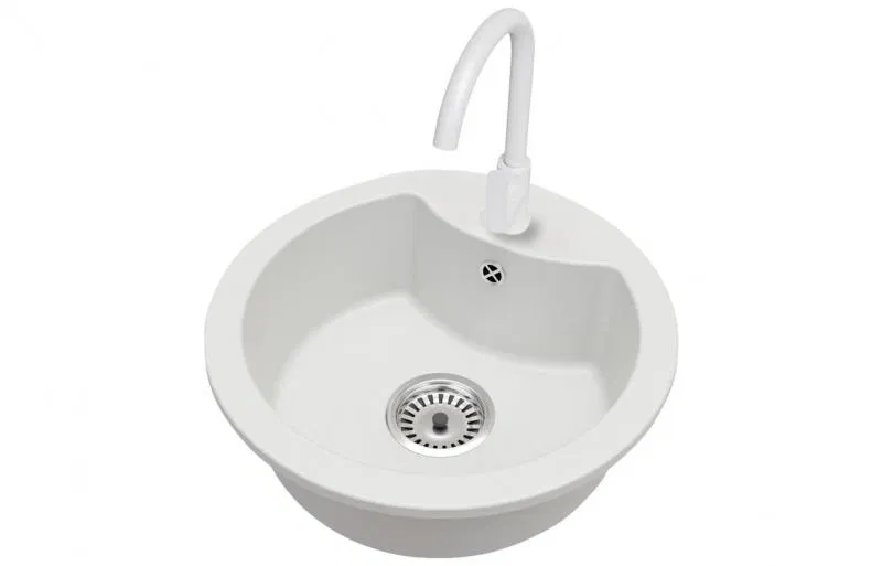 Granitový drez MILA + batéria DECO biela