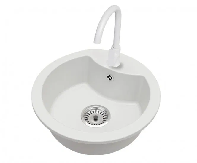 Granitový drez MILA + batéria DECO biela