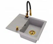 Granitový drez DONZO + batéria NEXO zlatá/odtiene šedej 46,5 x 57,6 x 17,4cm