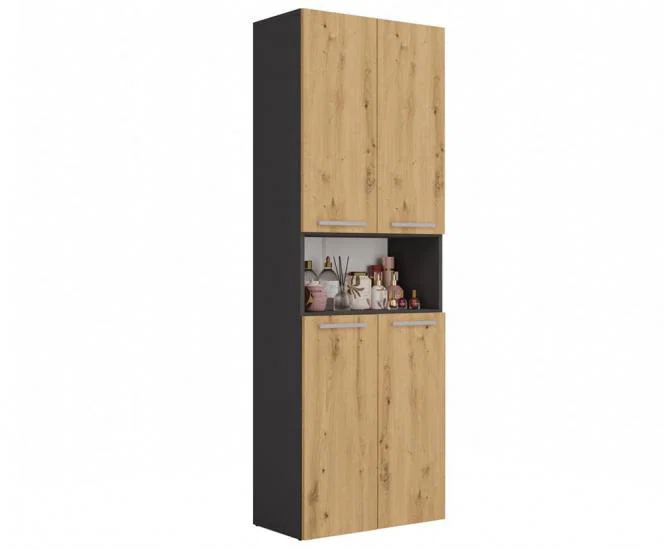 Kúpeľňová skrinka NEL 2K/DK antracit/dub artisan