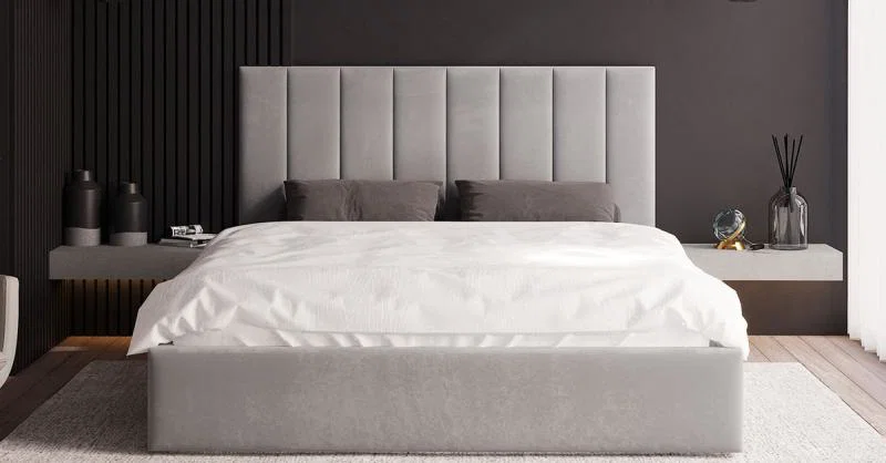 Čalúnená posteľ COLORADO 140x200 s kovovým zdvižným roštom ŠEDÁ