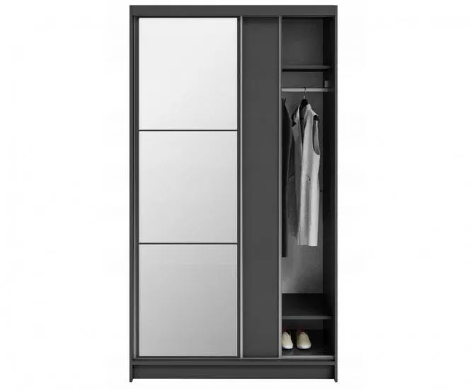 Šatníková skriňa DENVE 120x218x60,3 cm sivá so zrkadlom