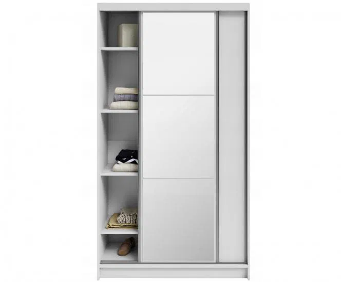 Šatníková skriňa DENVE 120x218x60,3 cm biela so zrkadlom