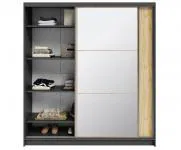 Šatníková skriňa DENVE 200x218x60,3 cm dub craft/sivá so zrkadlom