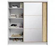 Šatníková skriňa DENVE 200x218x60,3 cm dub craft/biela so zrkadlom