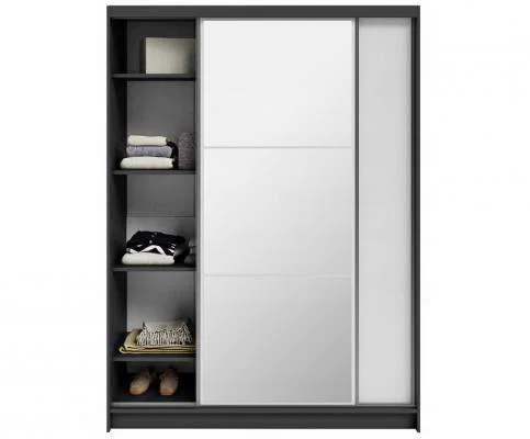 Šatníková skriňa DENVE 160x218x60,3 cm biela/sivá so zrkadlom